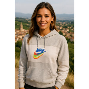 Nike Logo Hoodie Heather Gray L Sporty Streetwear Vibrant Activewear City Urban